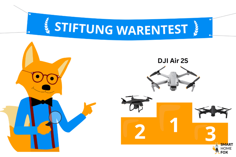 Die DJI Air 2S ist Testsieger auf dem Siegertreppchen im Drohnen Test der Stiftung Warentest.